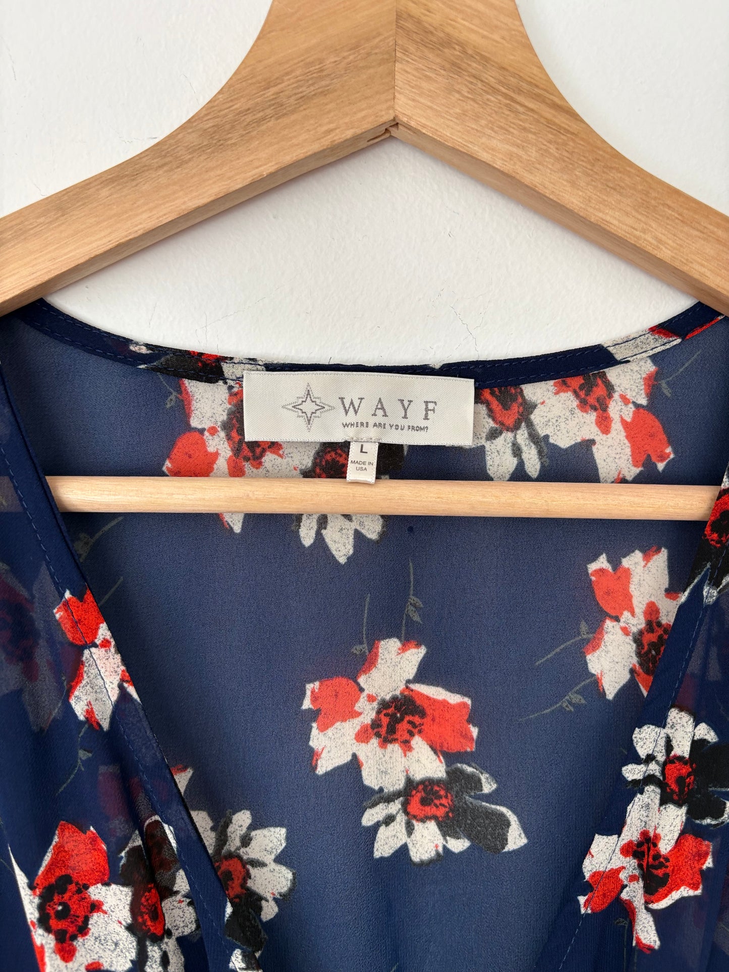 WAYF semi sheer floral mini dress Large