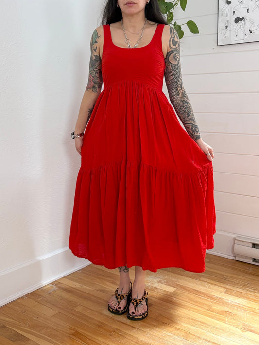 AYR magic hour red crinkle maxi dress Small