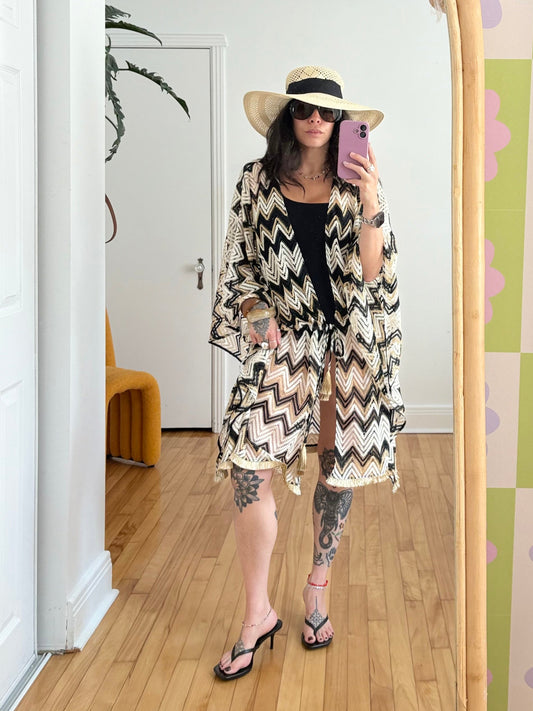 Ramy Brook Mckala chevron knit cover up XXL