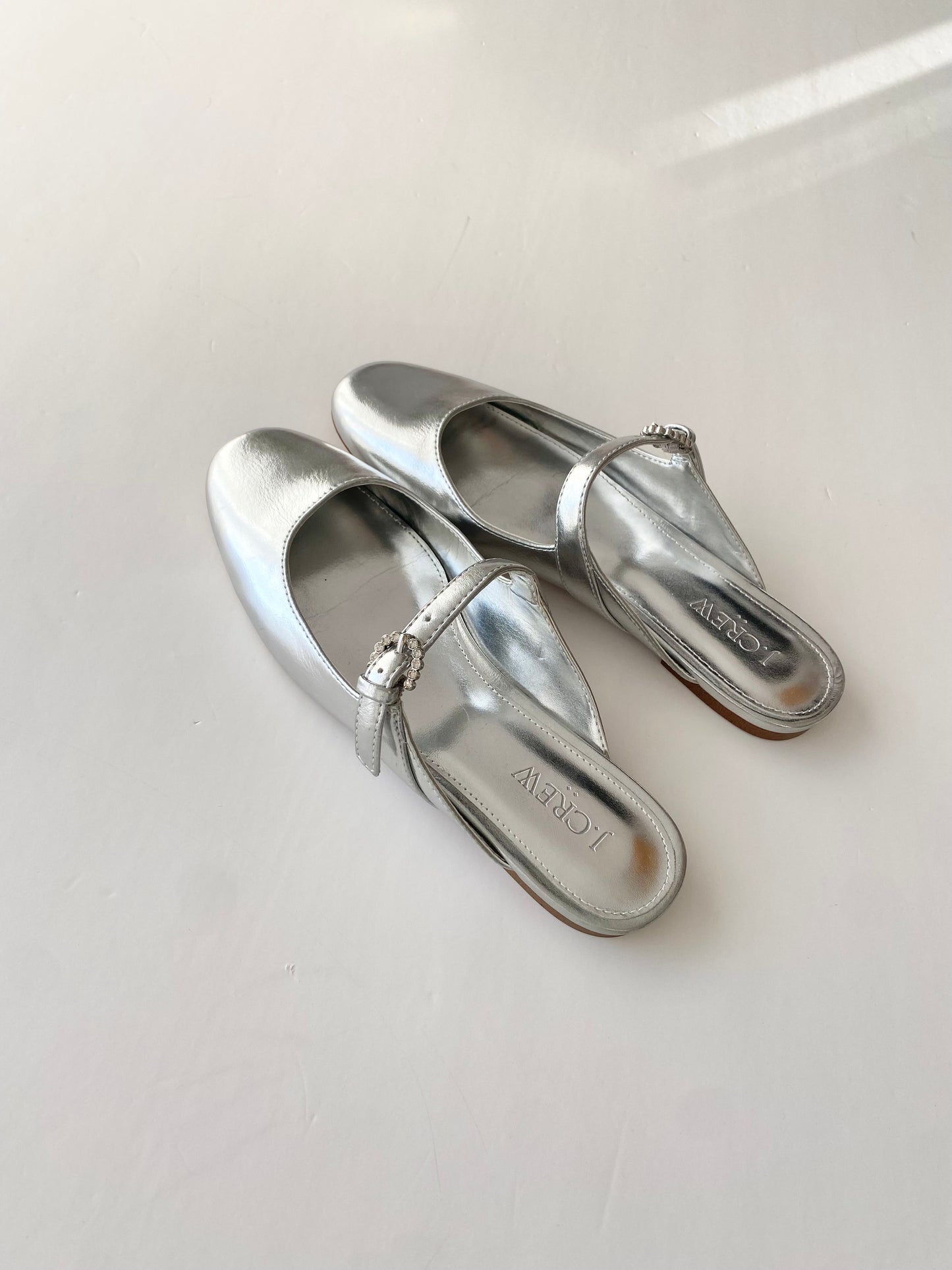 J.Crew silver mary jane mules EUR36