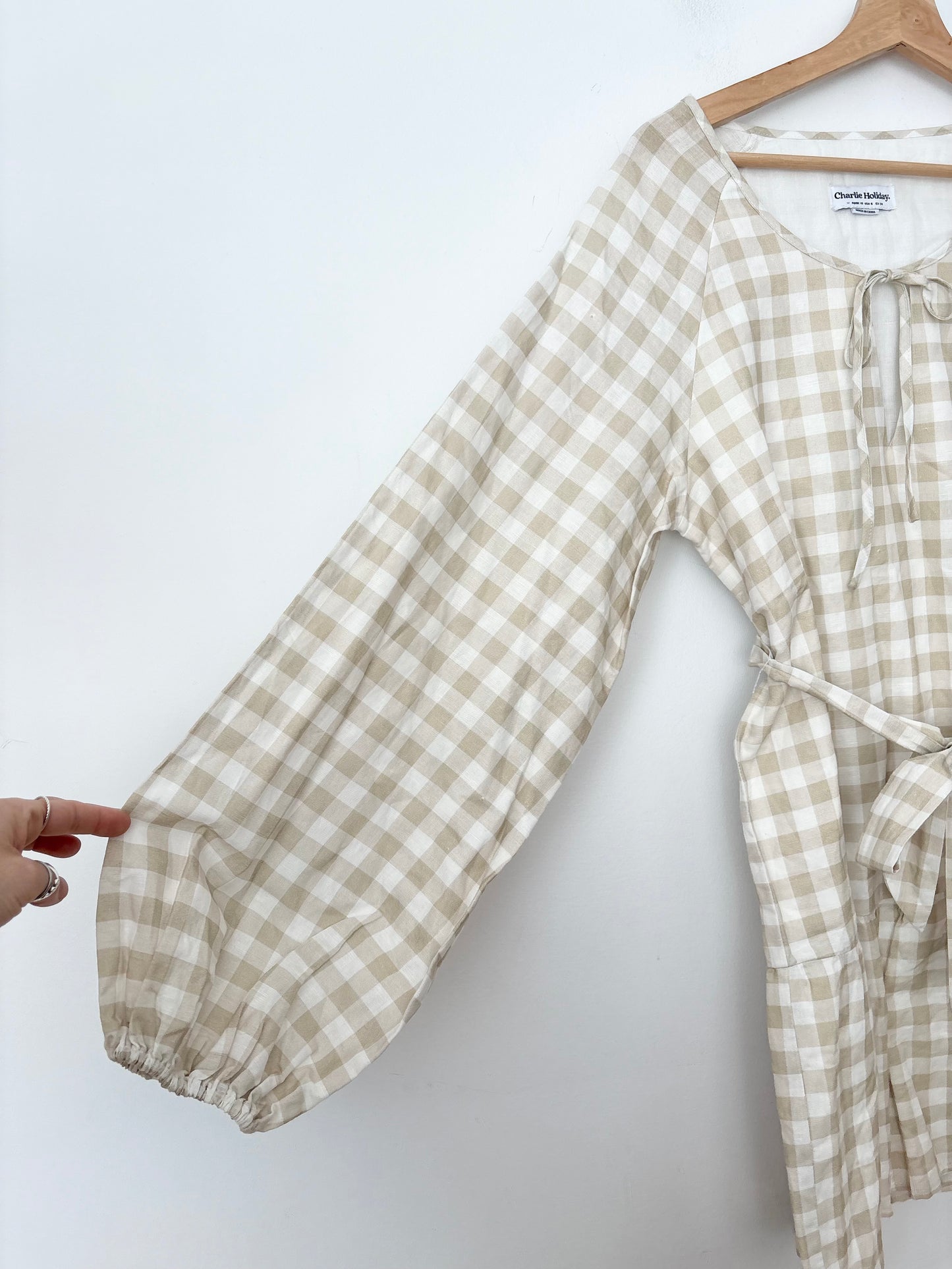 Robe Charlie Holiday Lola en lin mélangé à carreaux vichy, taille moyenne