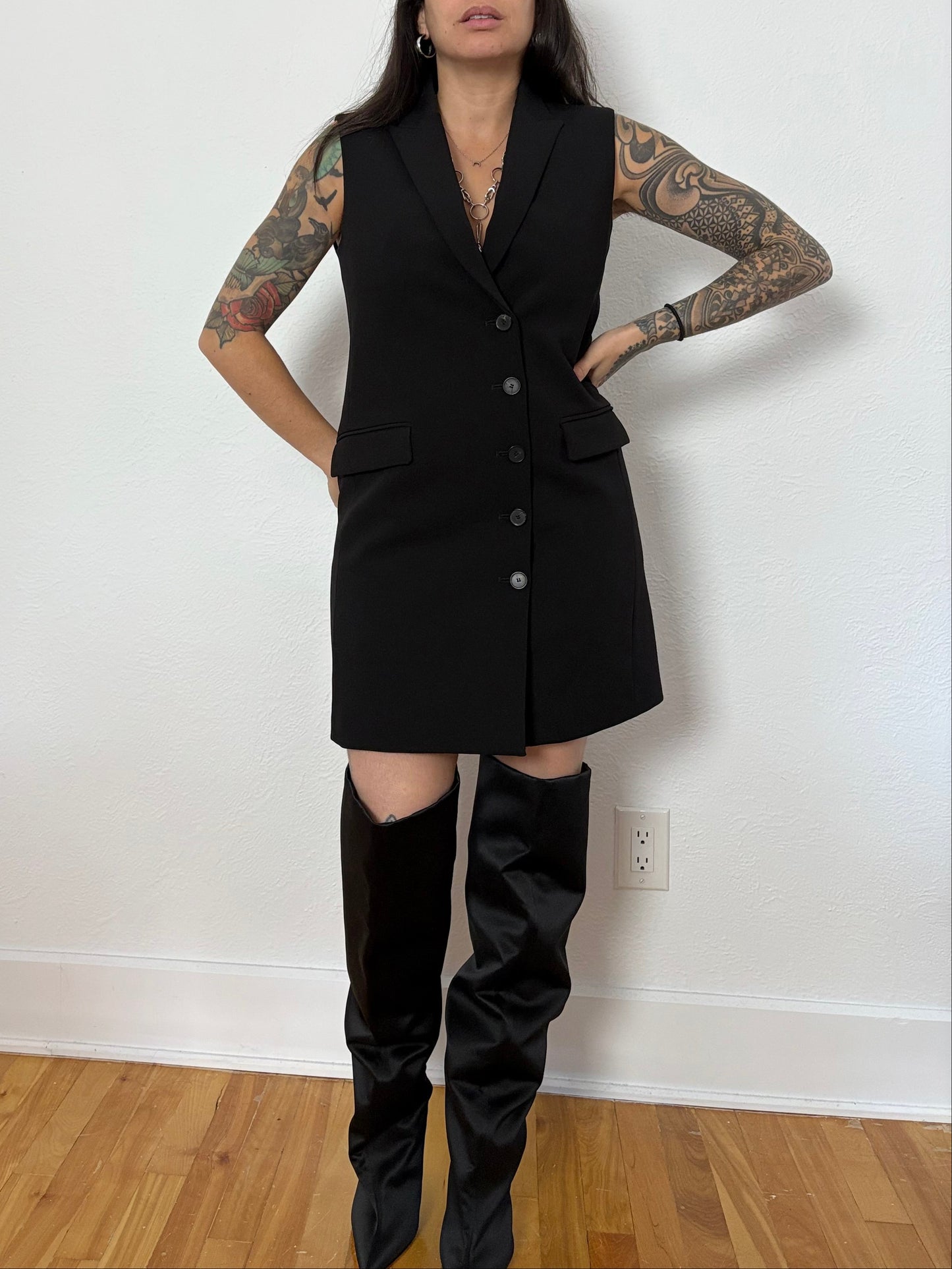 The kooples black crêpe mini blazer dress