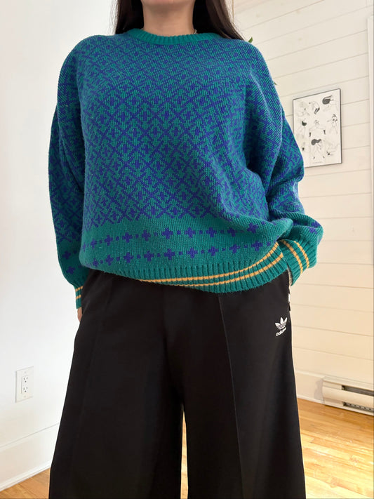 Vintage wool blend geometric sweater M/L