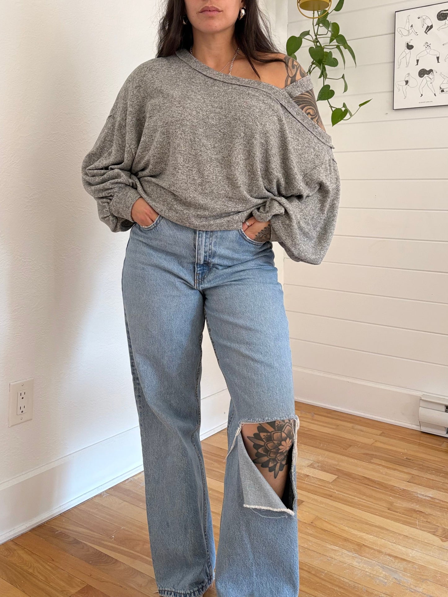 Free People flaunt it open shoulder top Medium