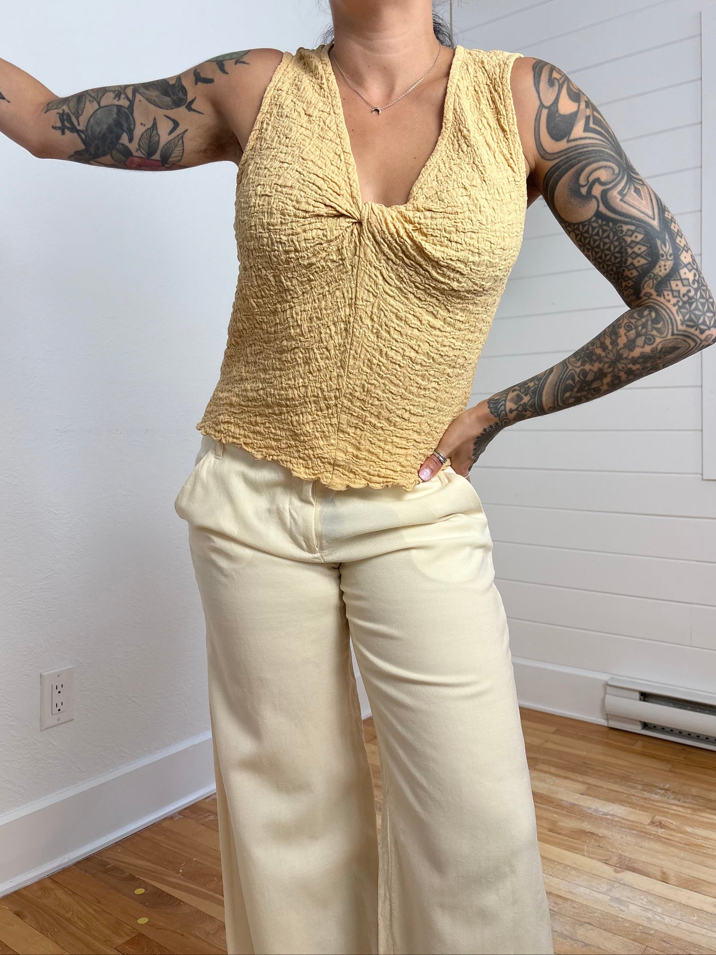 Haut torsadé en maille pop-corn Madewell, taille L