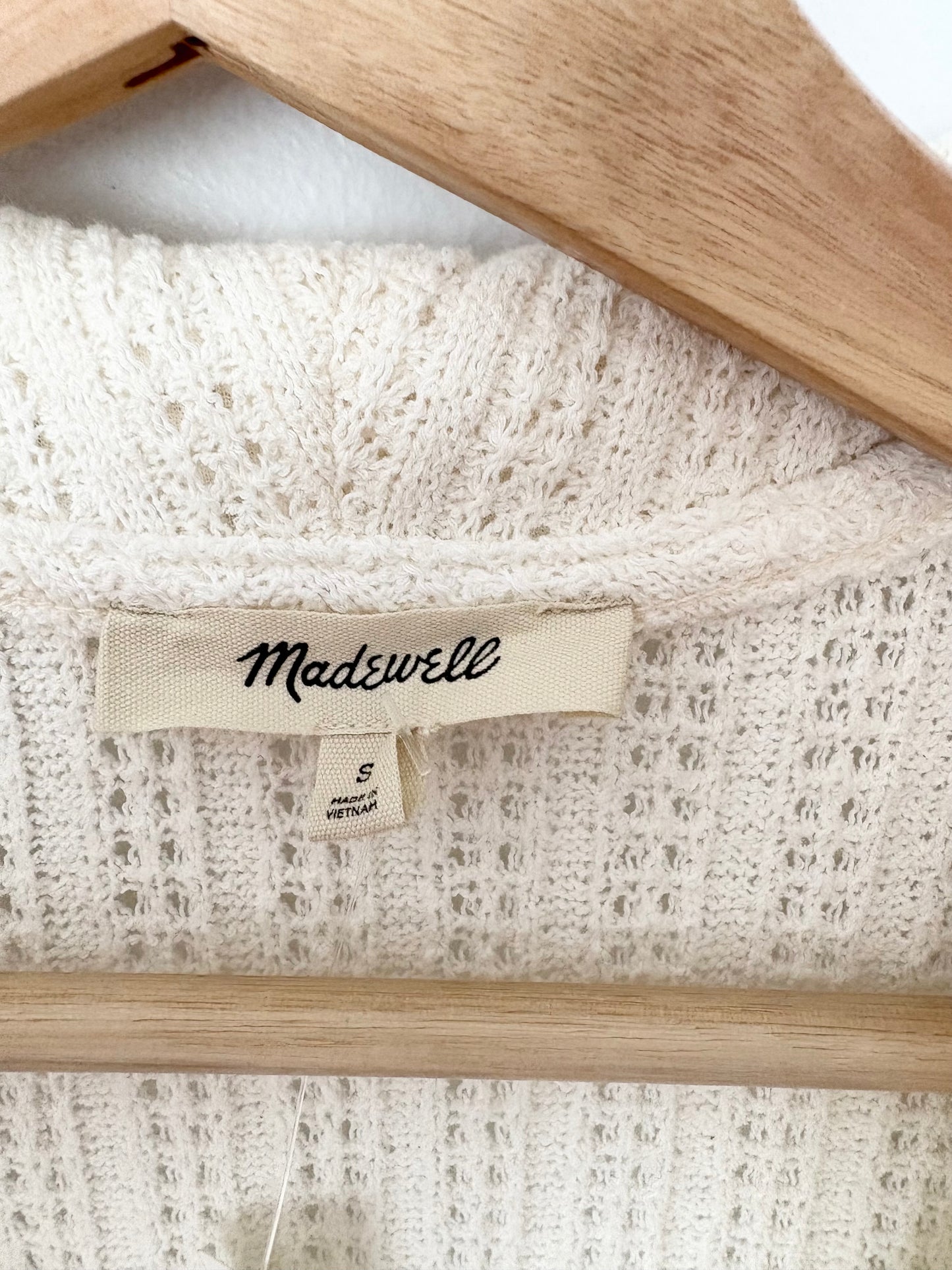 Gilet sans manches en tricot crocheté à col en V Madewell, taille S