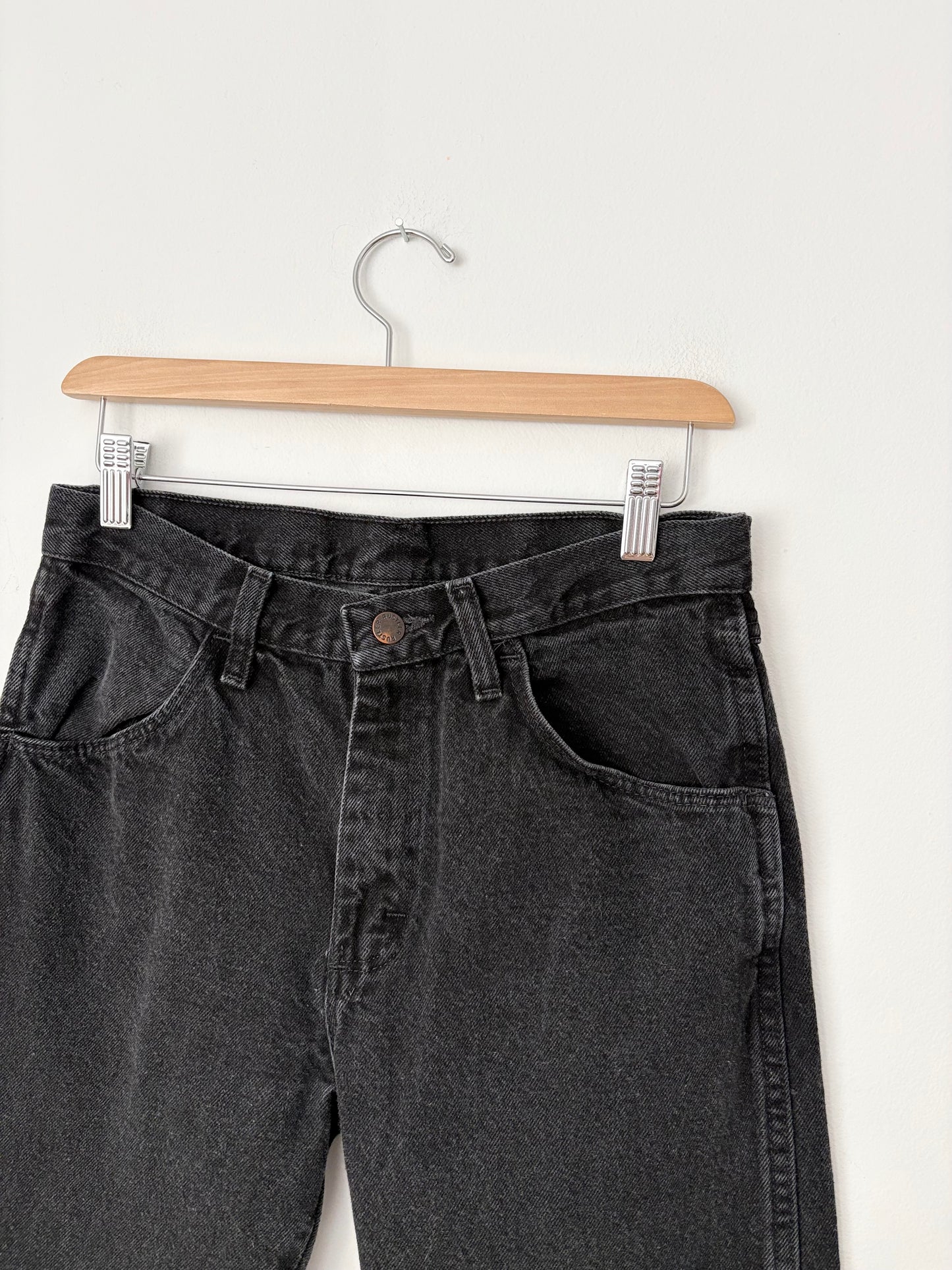 Vintage Rustler black straight leg denim W28