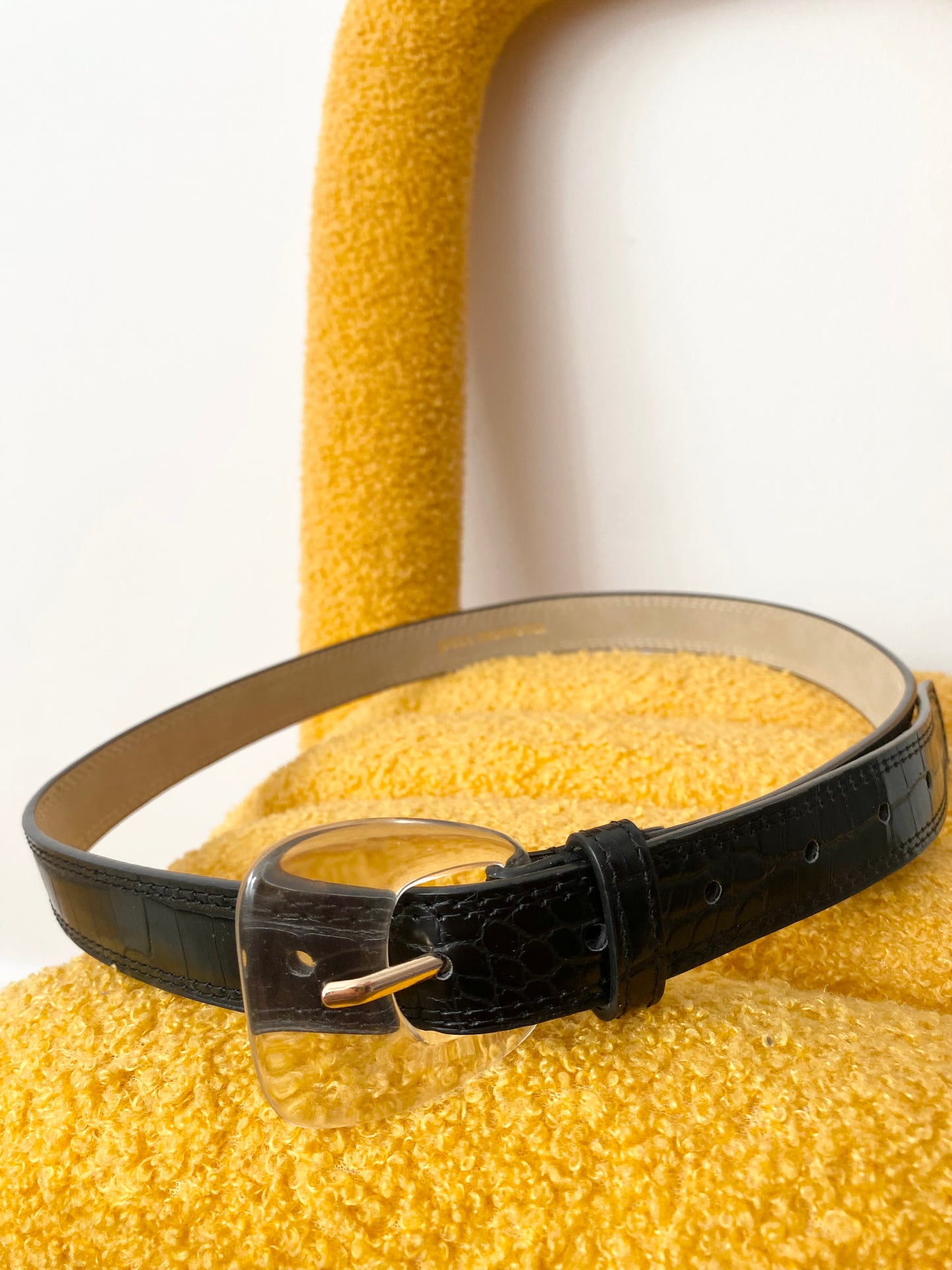 Petits moments so chic black crocodile embossed belt XS/S