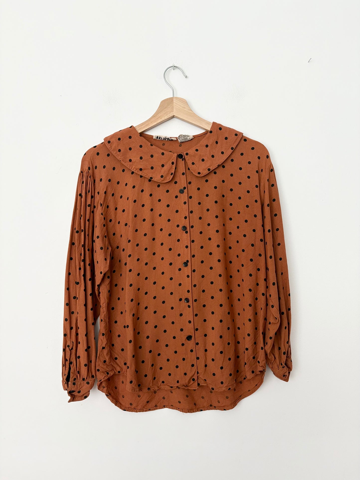 Chemisier vintage à pois, taille moyenne