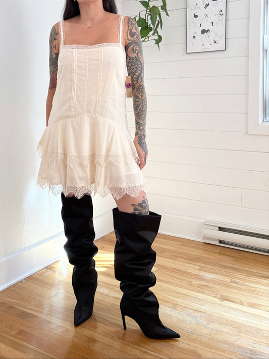 Kourt armanii cotton tiered lace slip dress Medium
