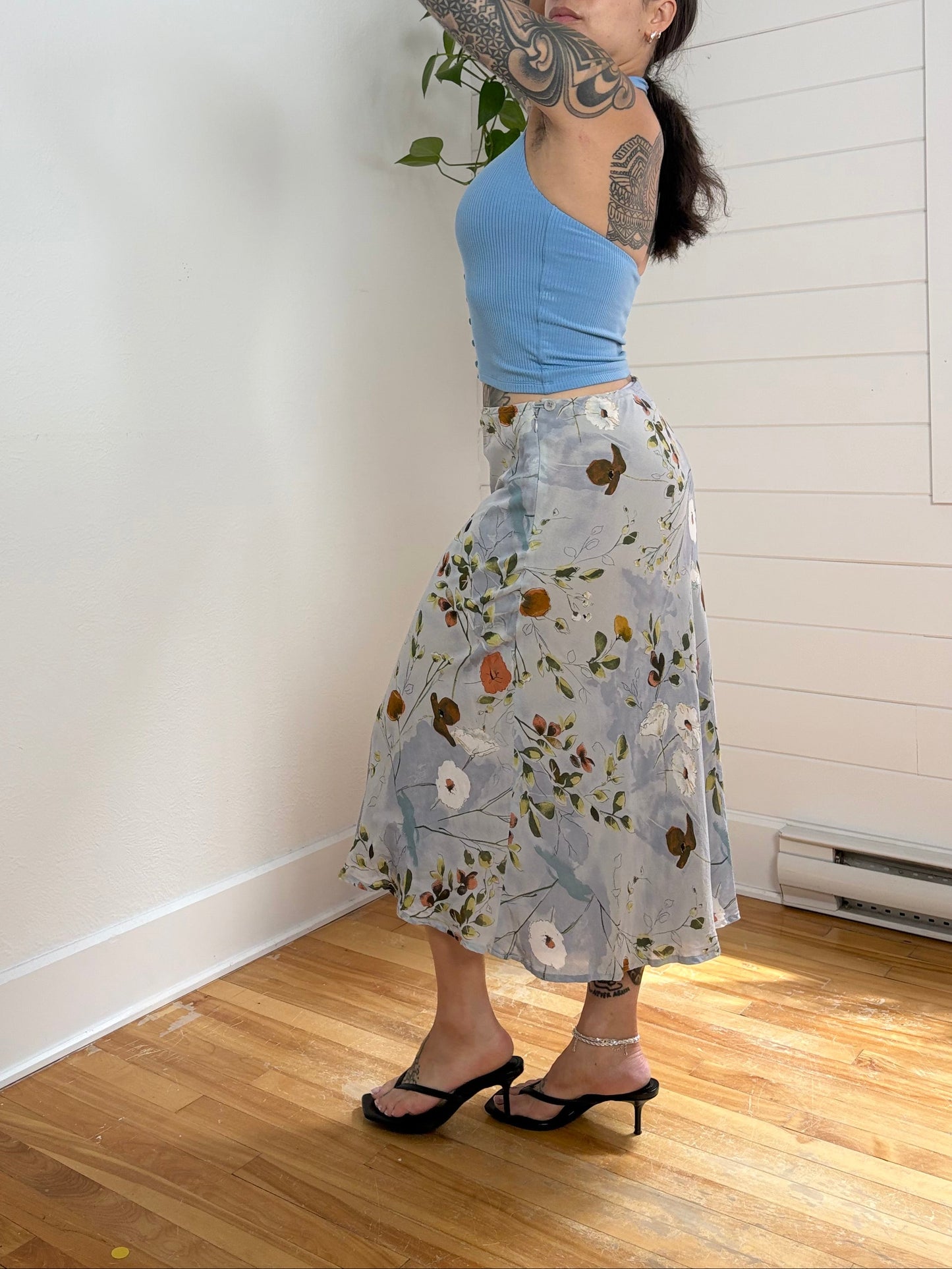 Jupe midi fluide fleurie vintage Taille M