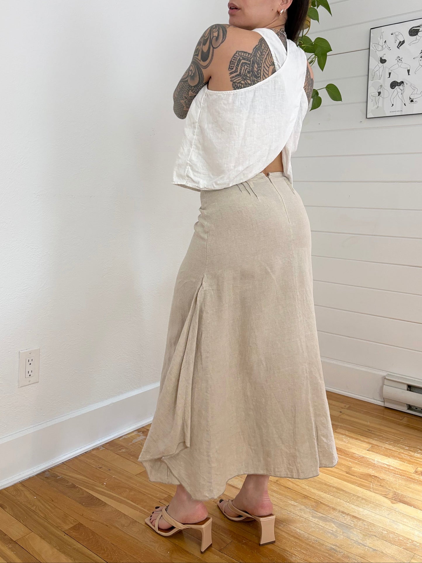 Madewell linen cross back sleeveless top S/M