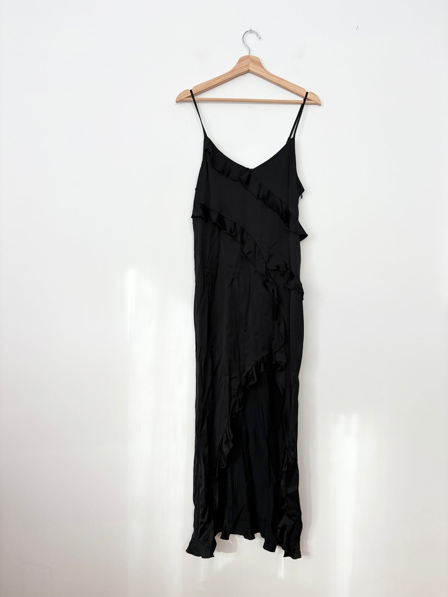 The Kooples ruffled asymmetric woven midi dress M/L