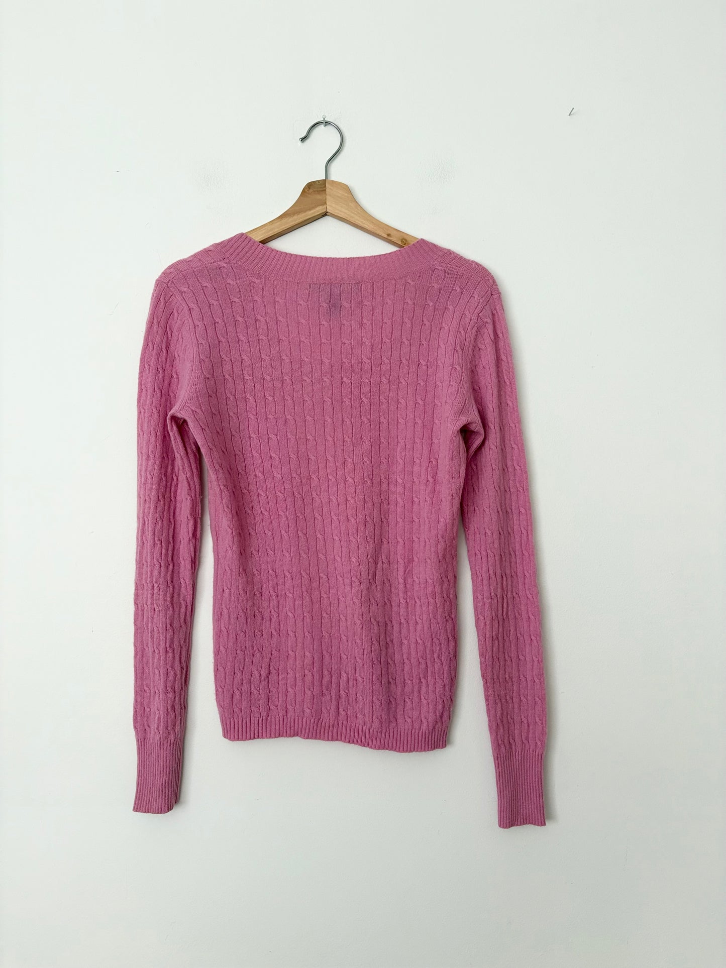 Marina Luna pink cable knit cashmere sweater Large