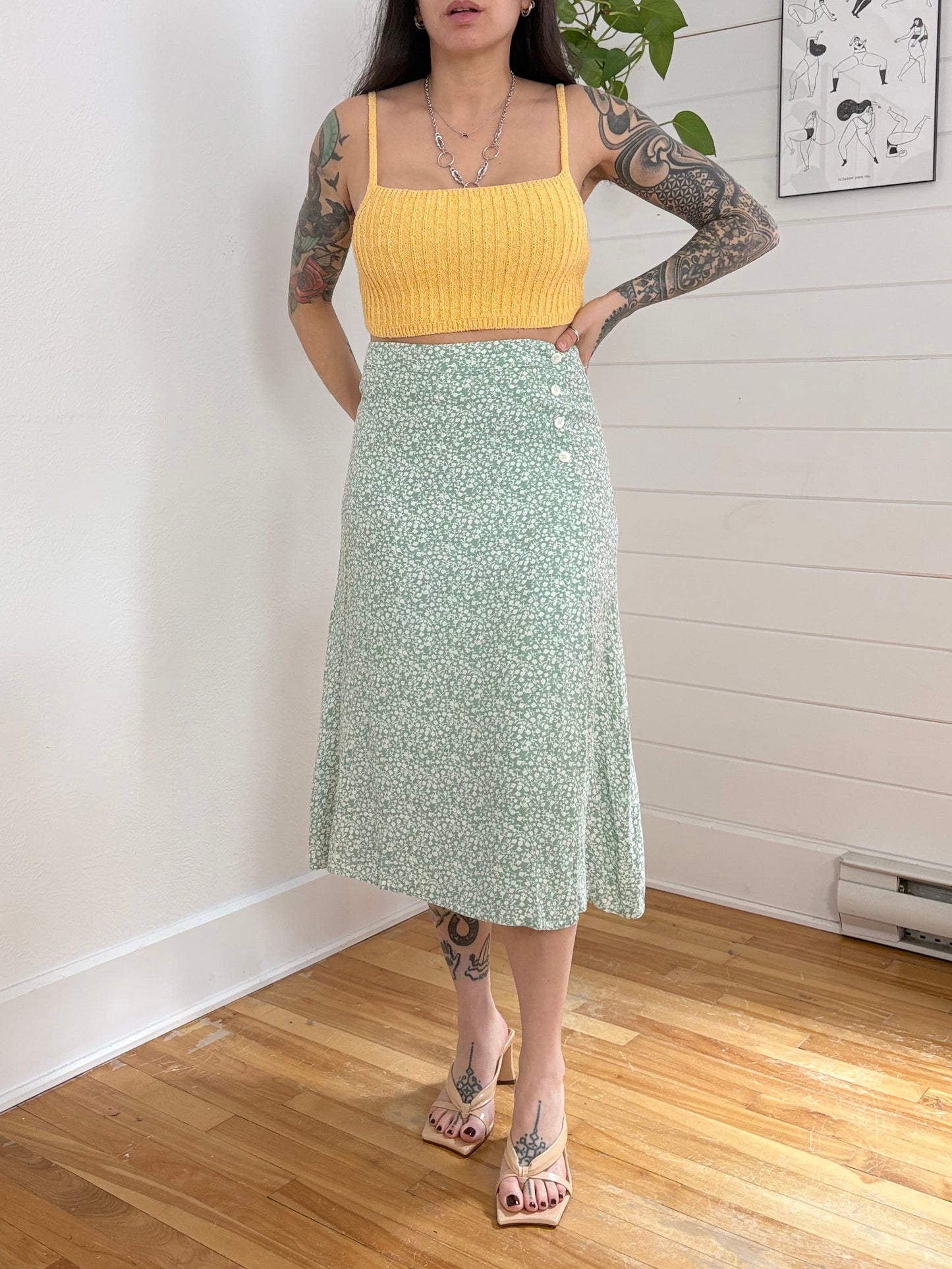 Jupe midi fleurie Racquel de la marque Faithfull, taille M/L
