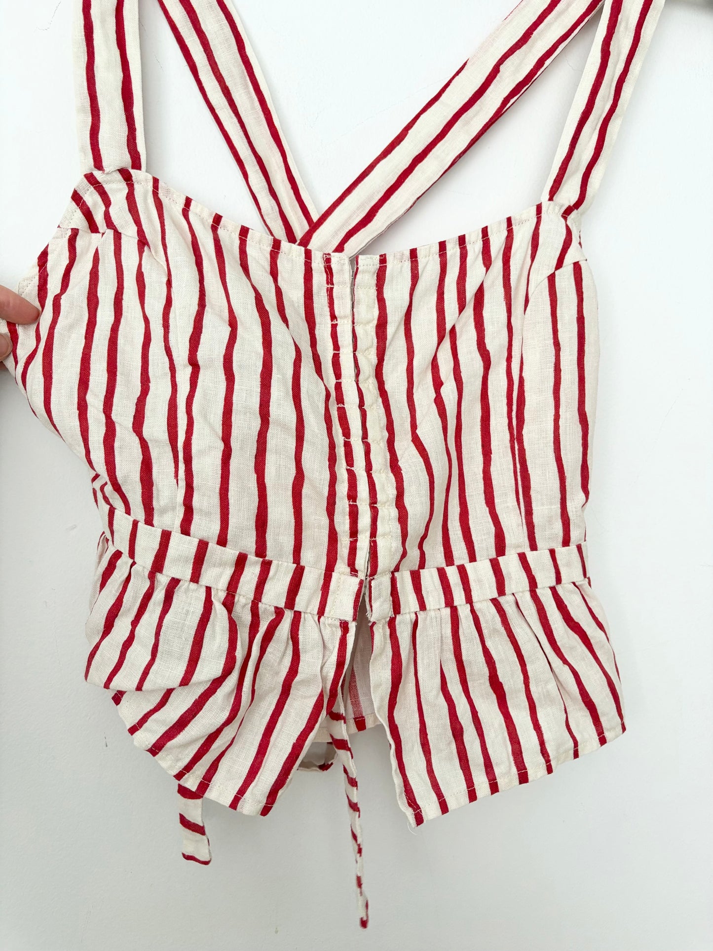 VRG GRL linen stripe crossback tank XL