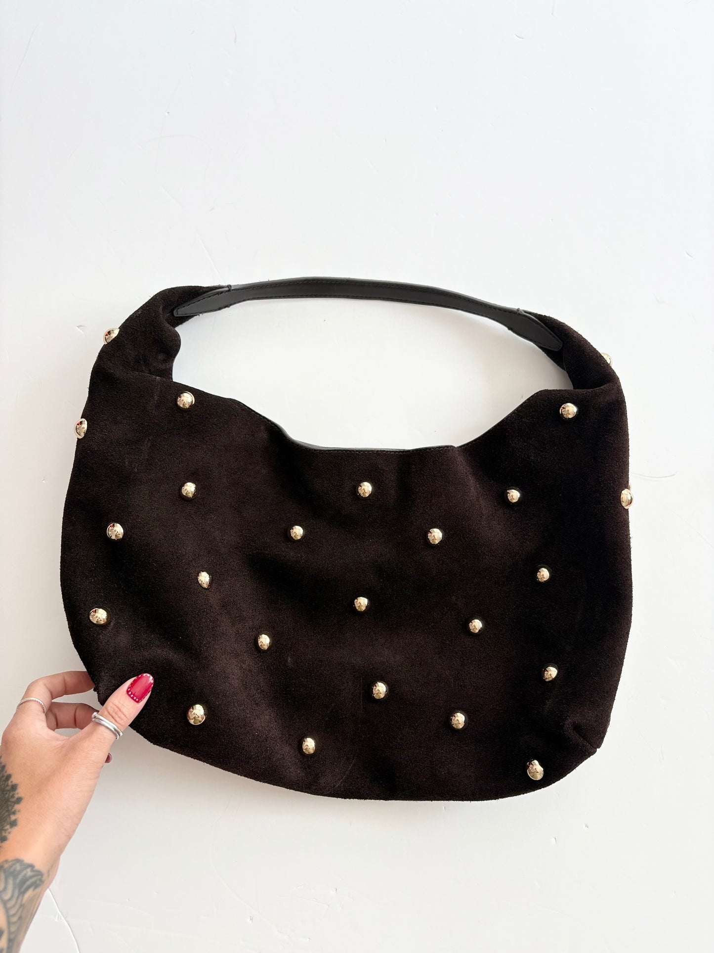Madewell the mylie studded suede shoulder bag