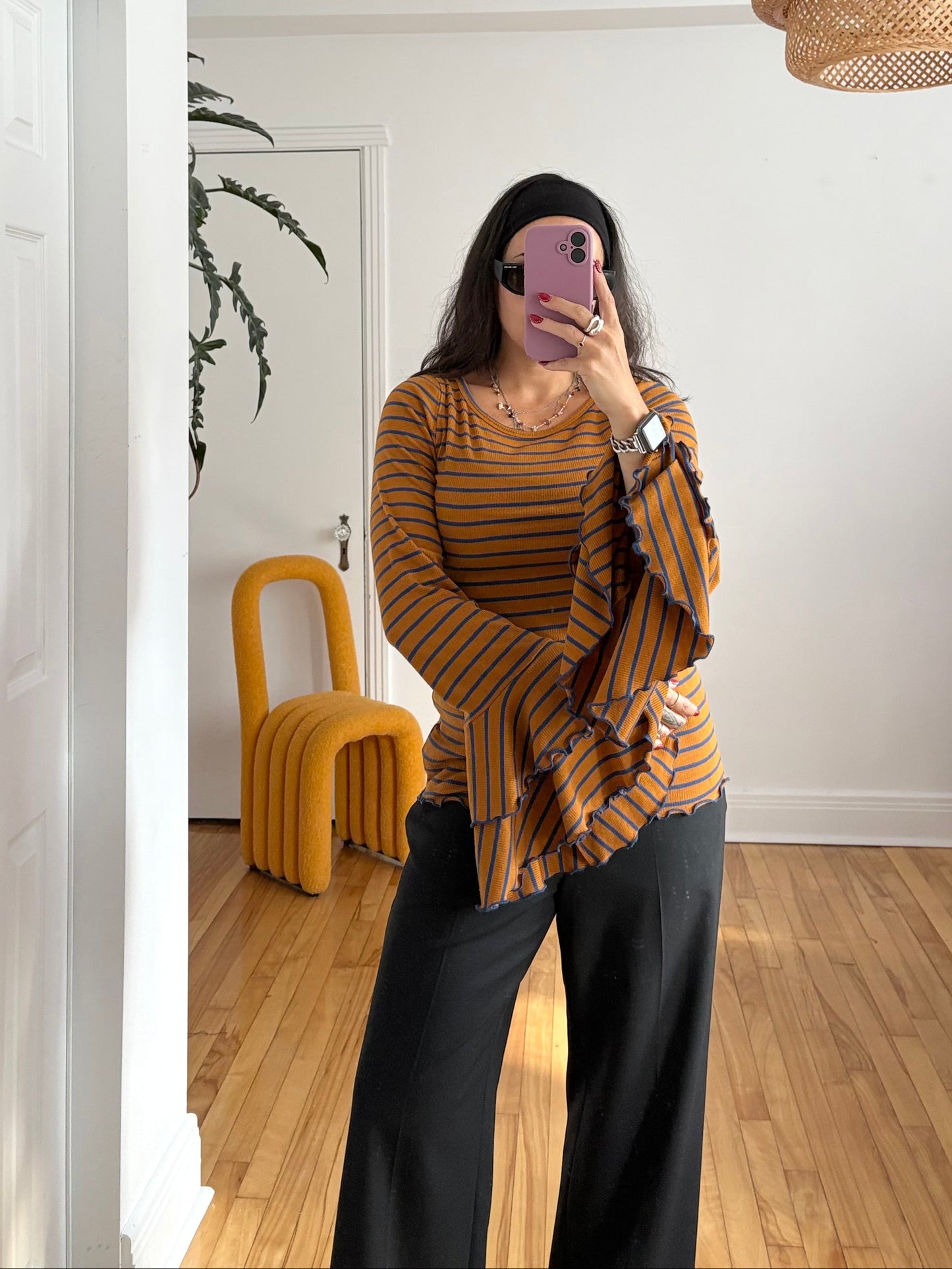 Free People bell sleeve stripe top M/L