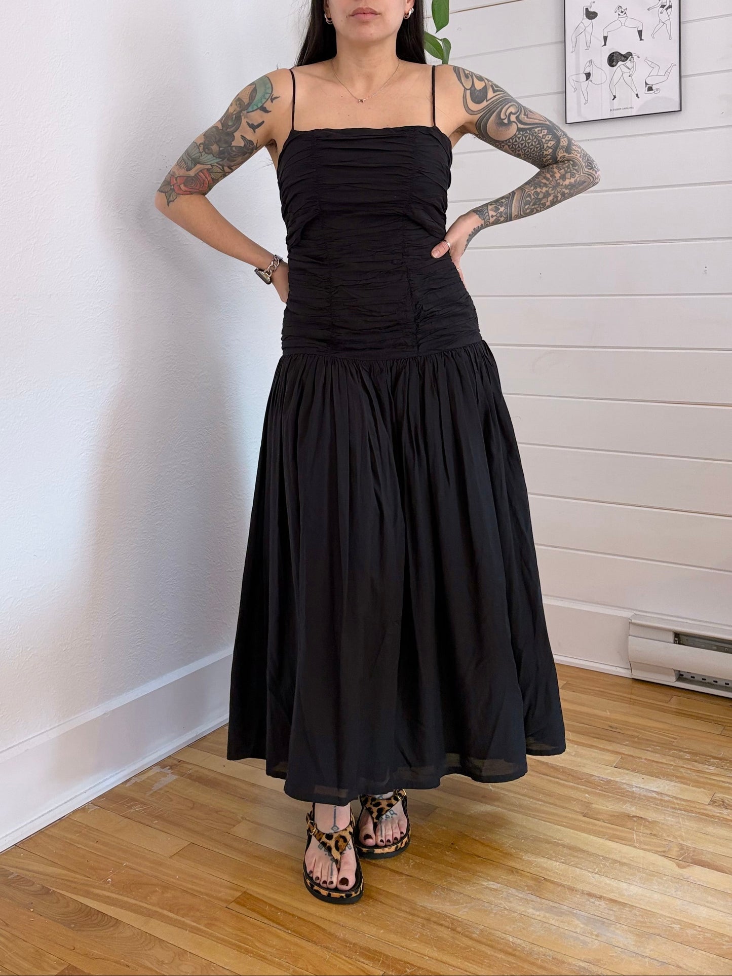 Posse square neckline ruched cut out dress Small