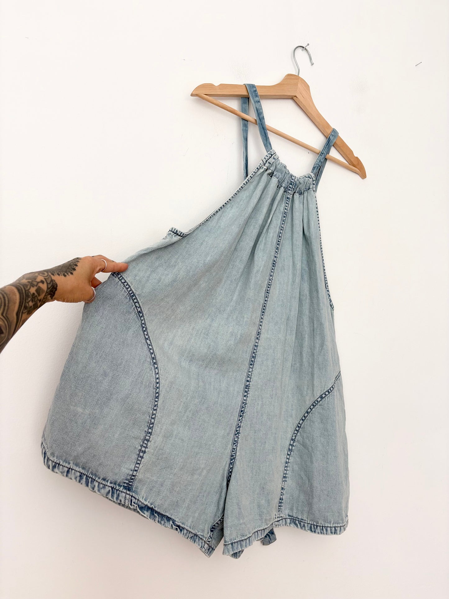 Salopette short en jean Free People Freebird XL