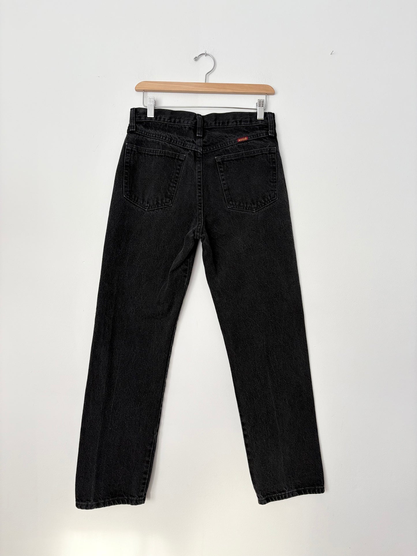 Vintage Rustler black straight leg denim W28
