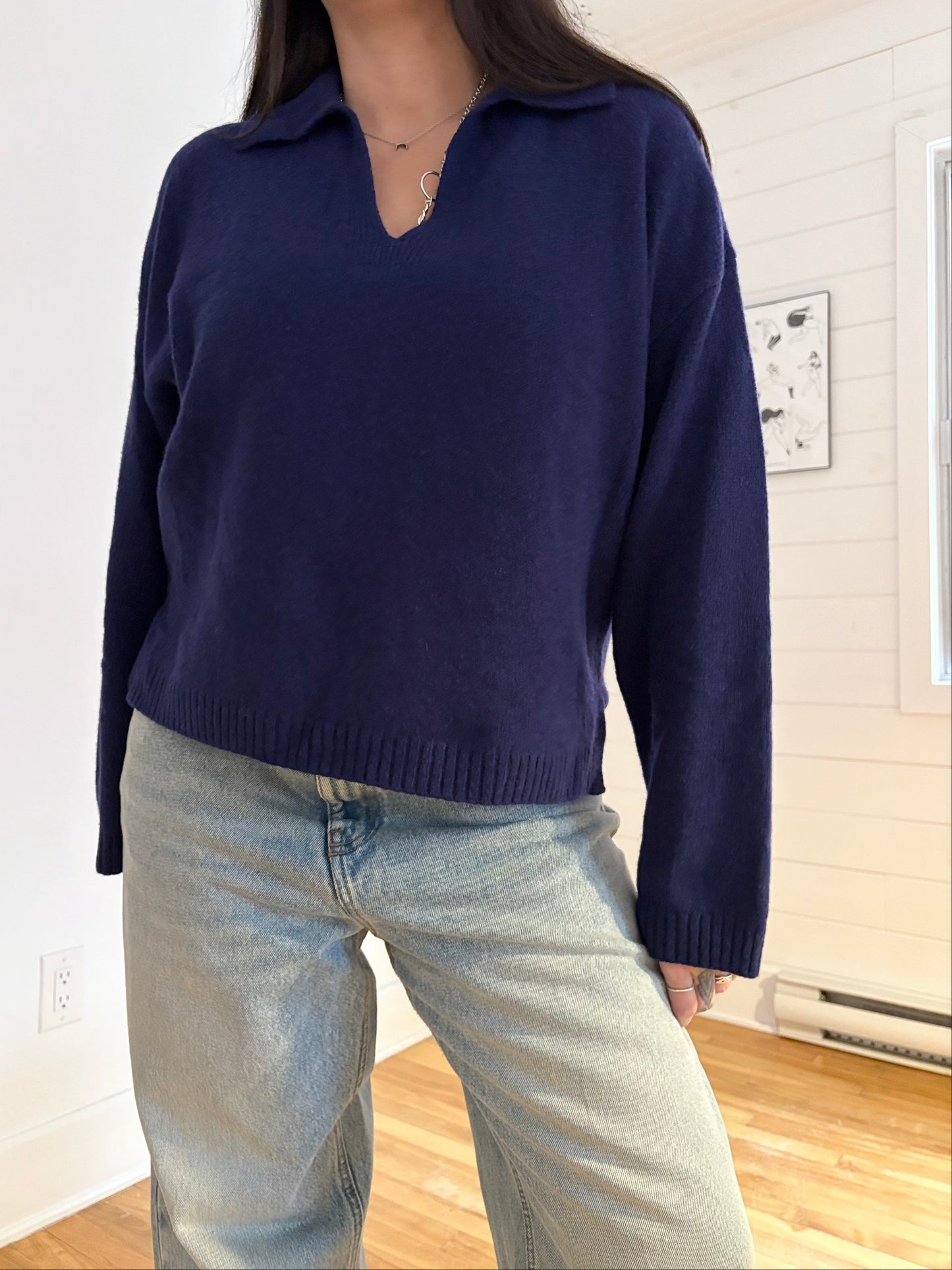 Madewell cashmere-wool polo sweater S/M