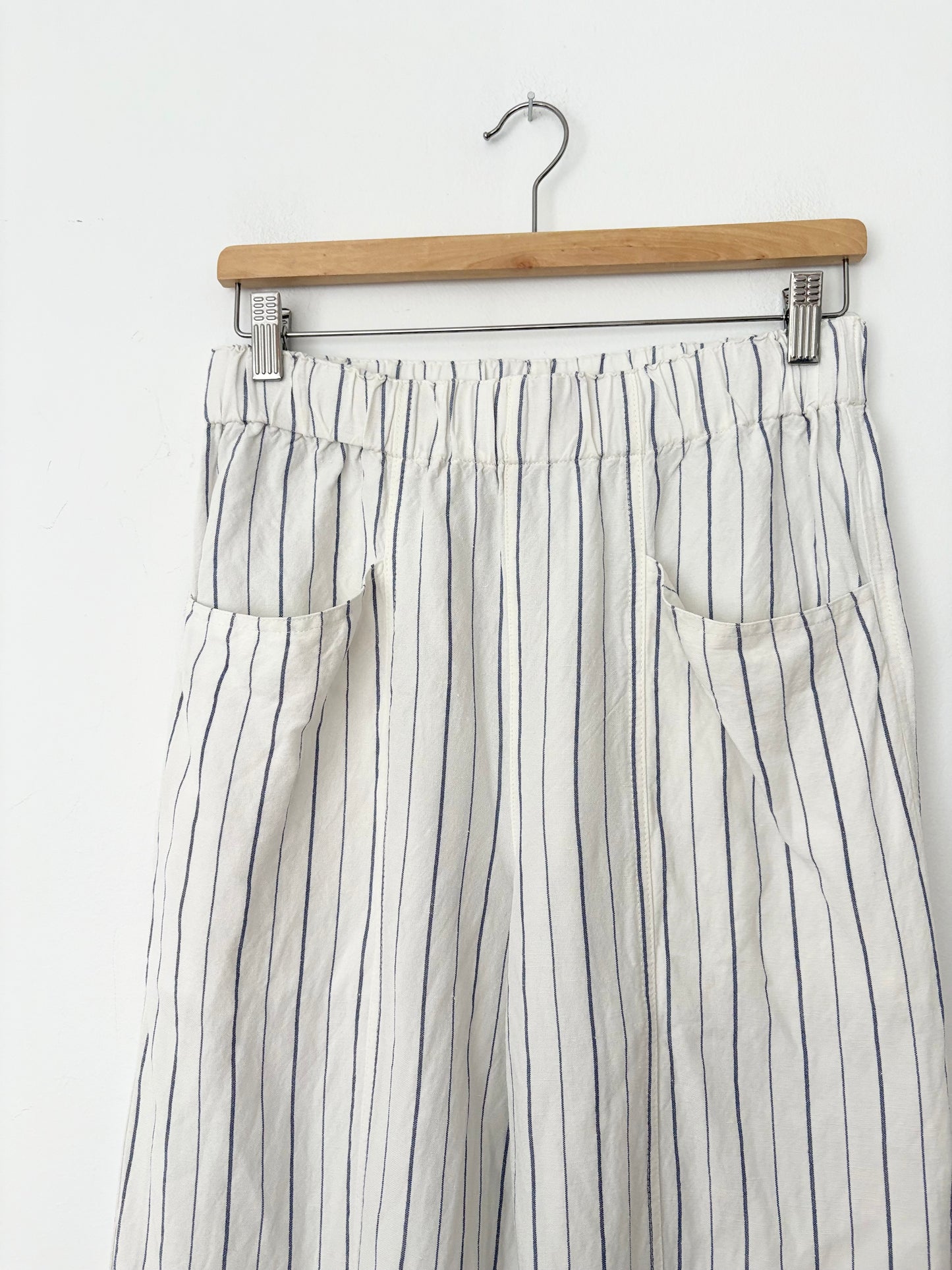 Madewell linen wide leg pants in stripe Small