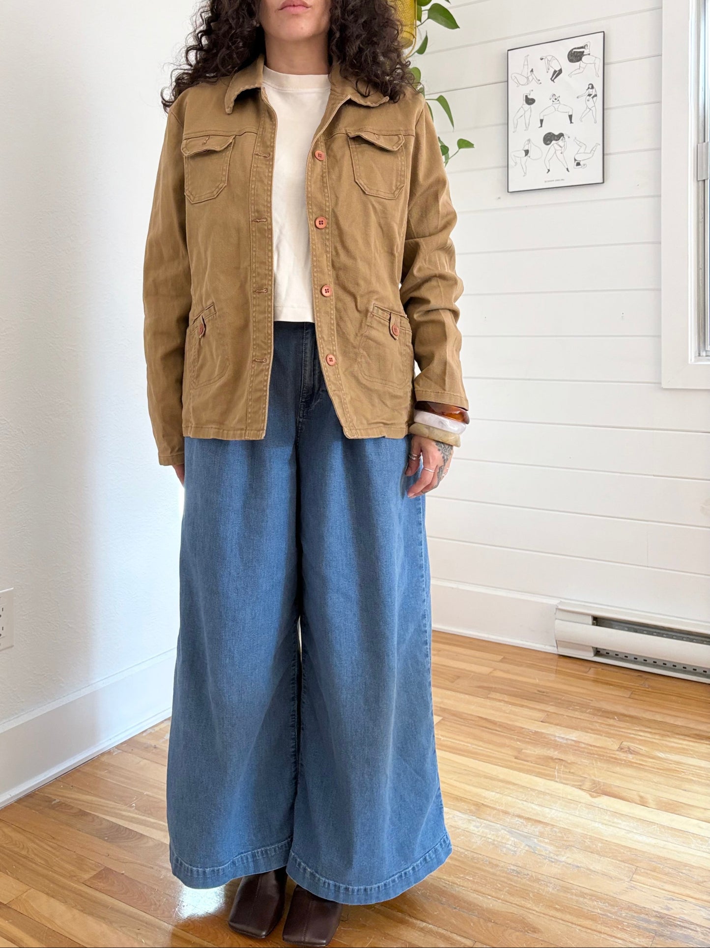 Vintage FDJ tan denim jacket M/L