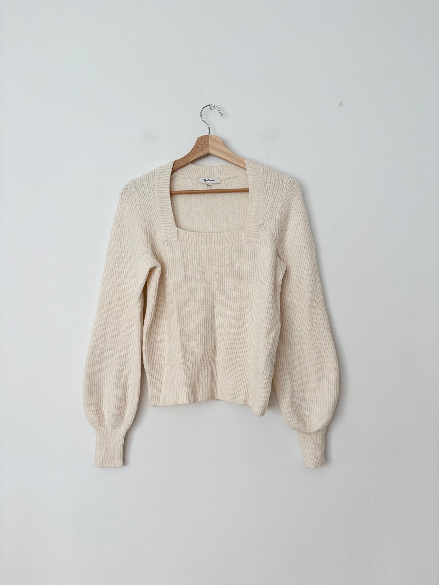 Pull Madewell Melwood à col carré en laine mélangée, tailles XS à M