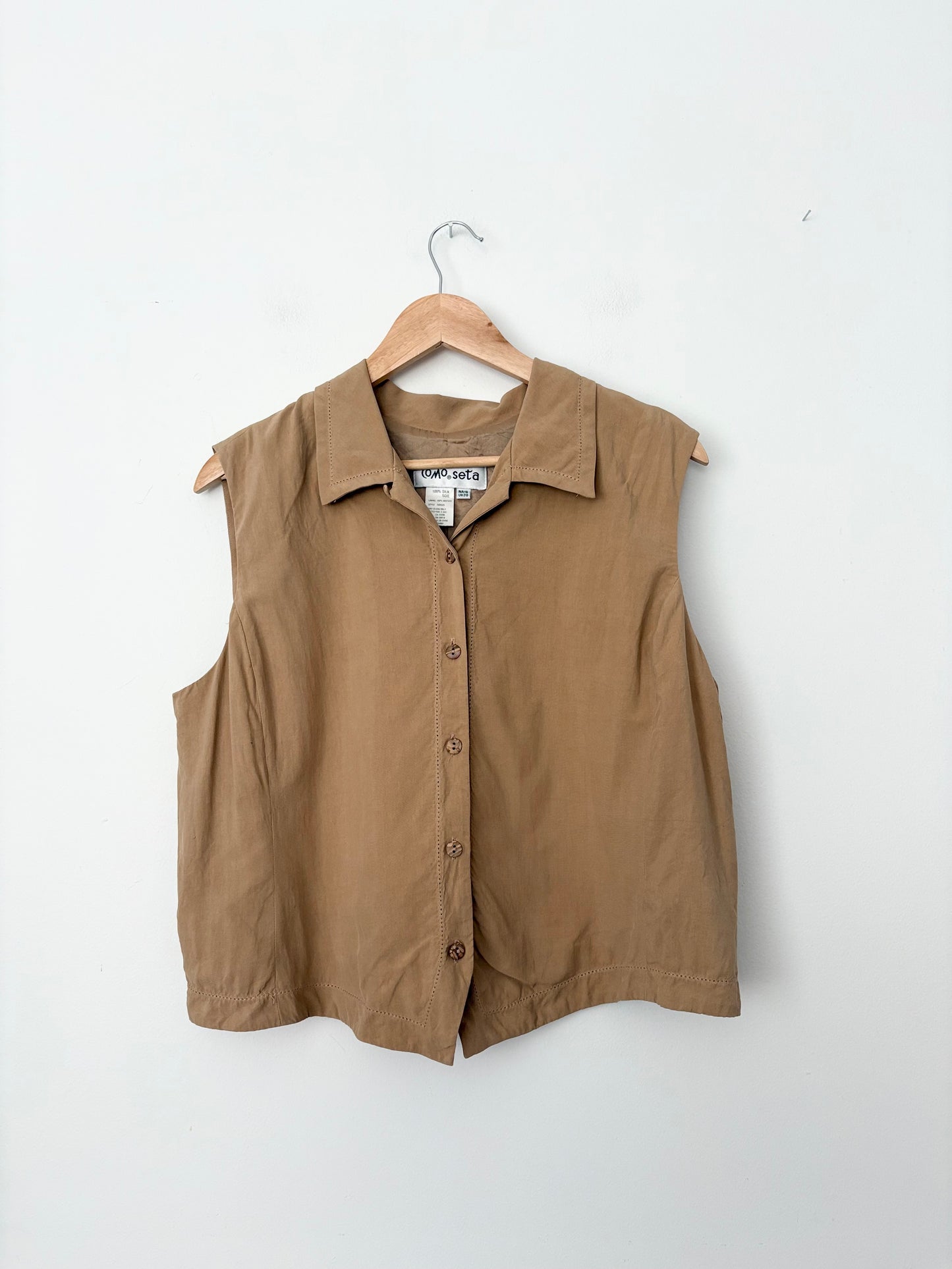 Vintage silk button vest M-XL