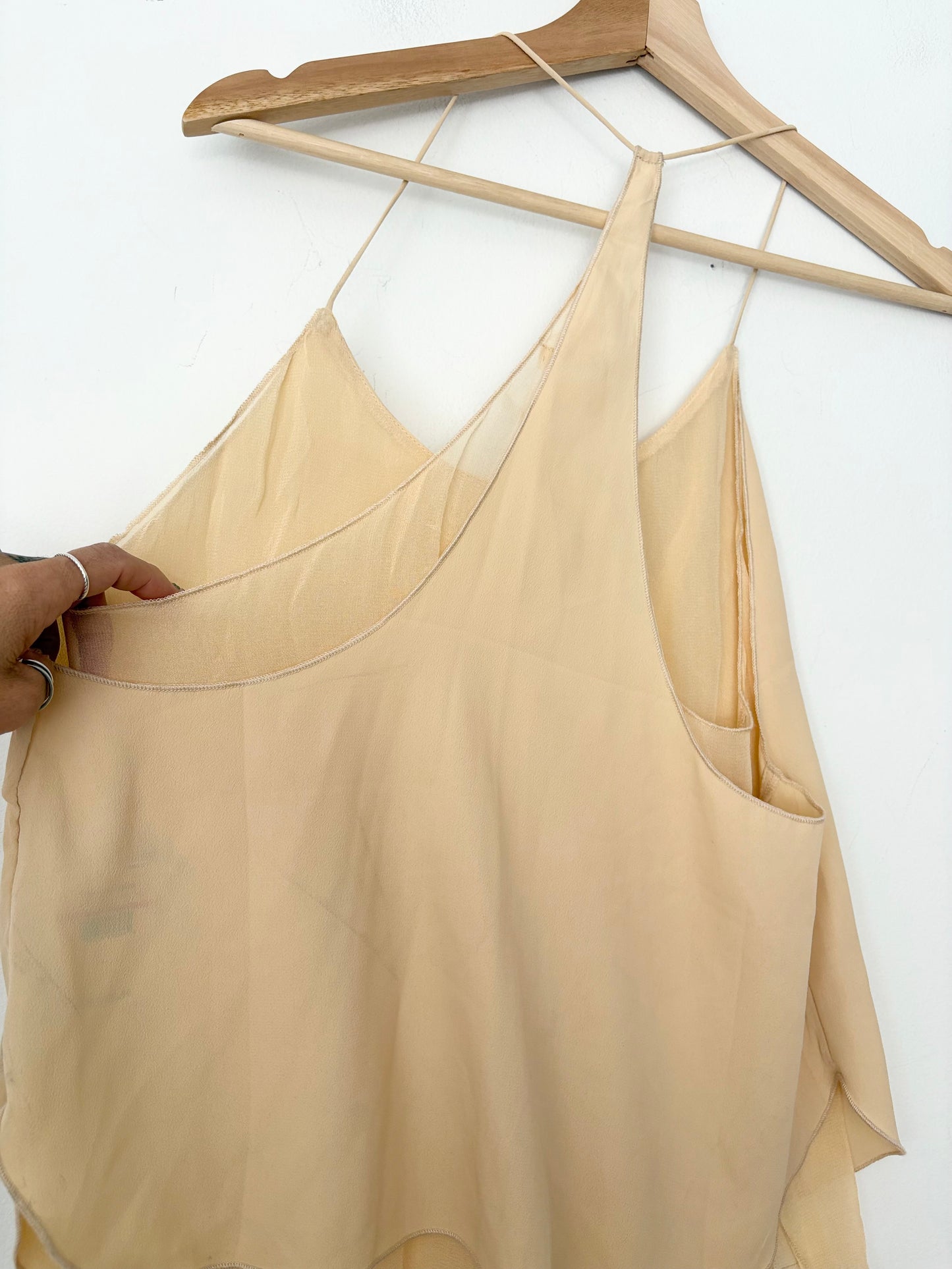 Free people raw hem chiffon tank top XS