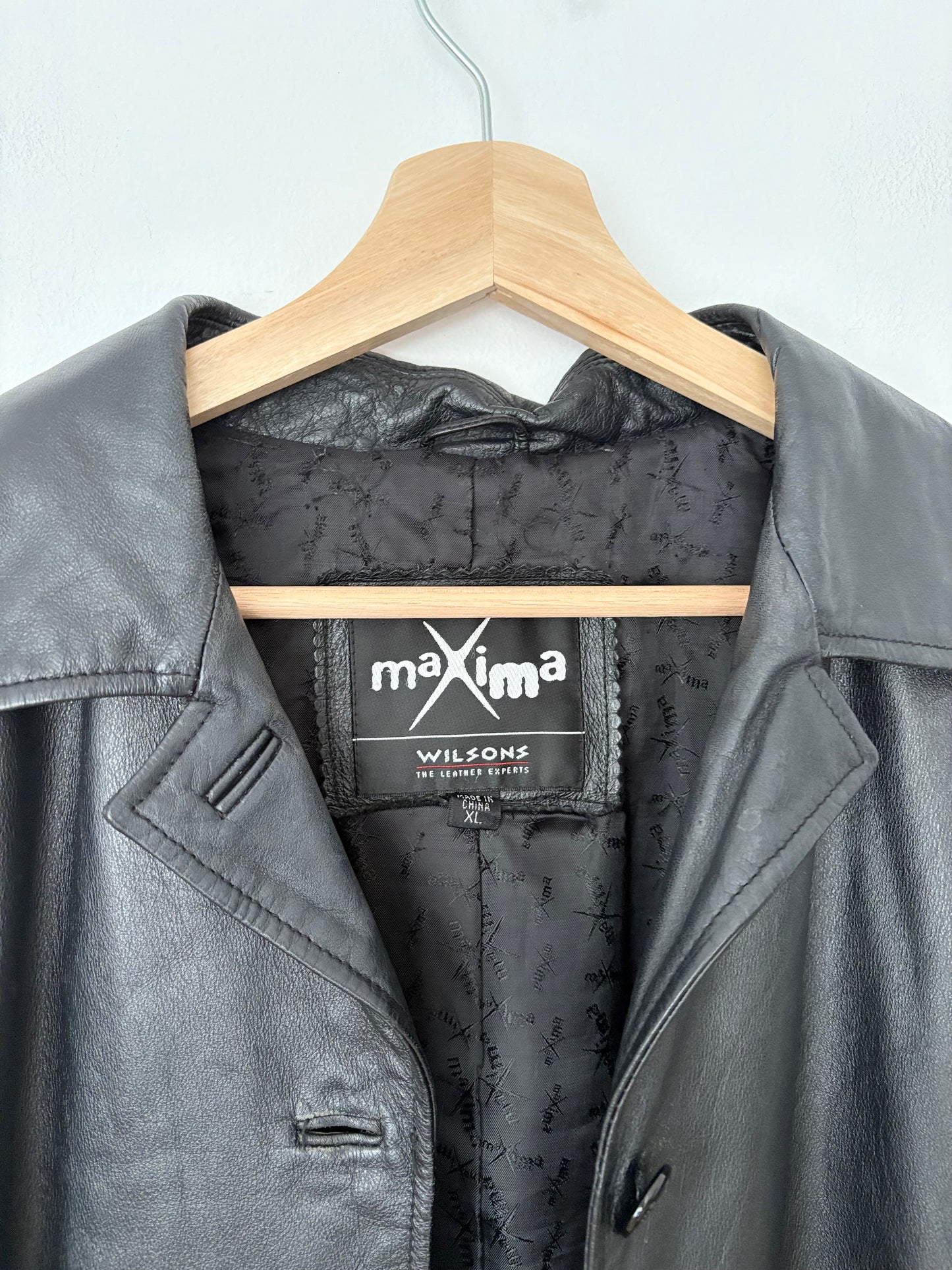 Trench-coat court en cuir vintage, taille