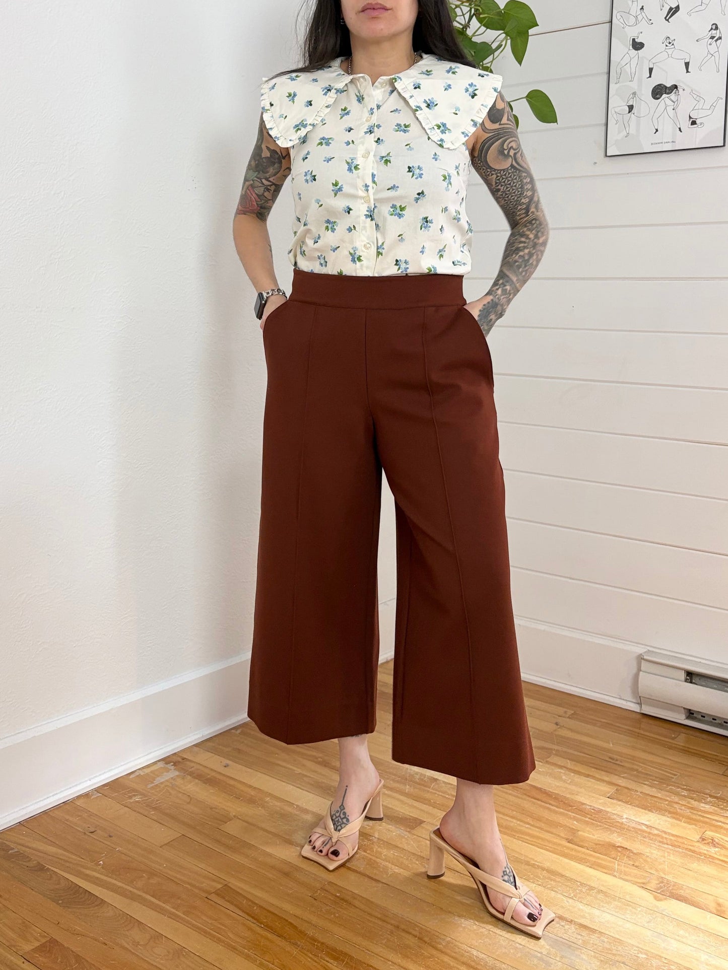 Pantalon court à jambes larges Brochu Walker Rhodes, taille L