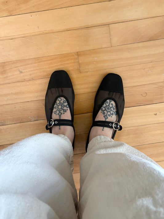 Zara mesh mary jane ballet flats US5.5