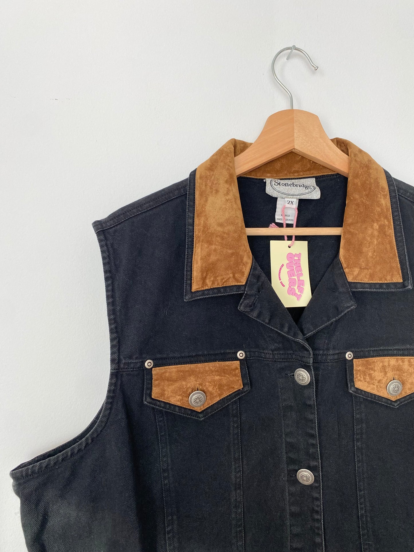 Veste en jean vintage sans manches 2XL