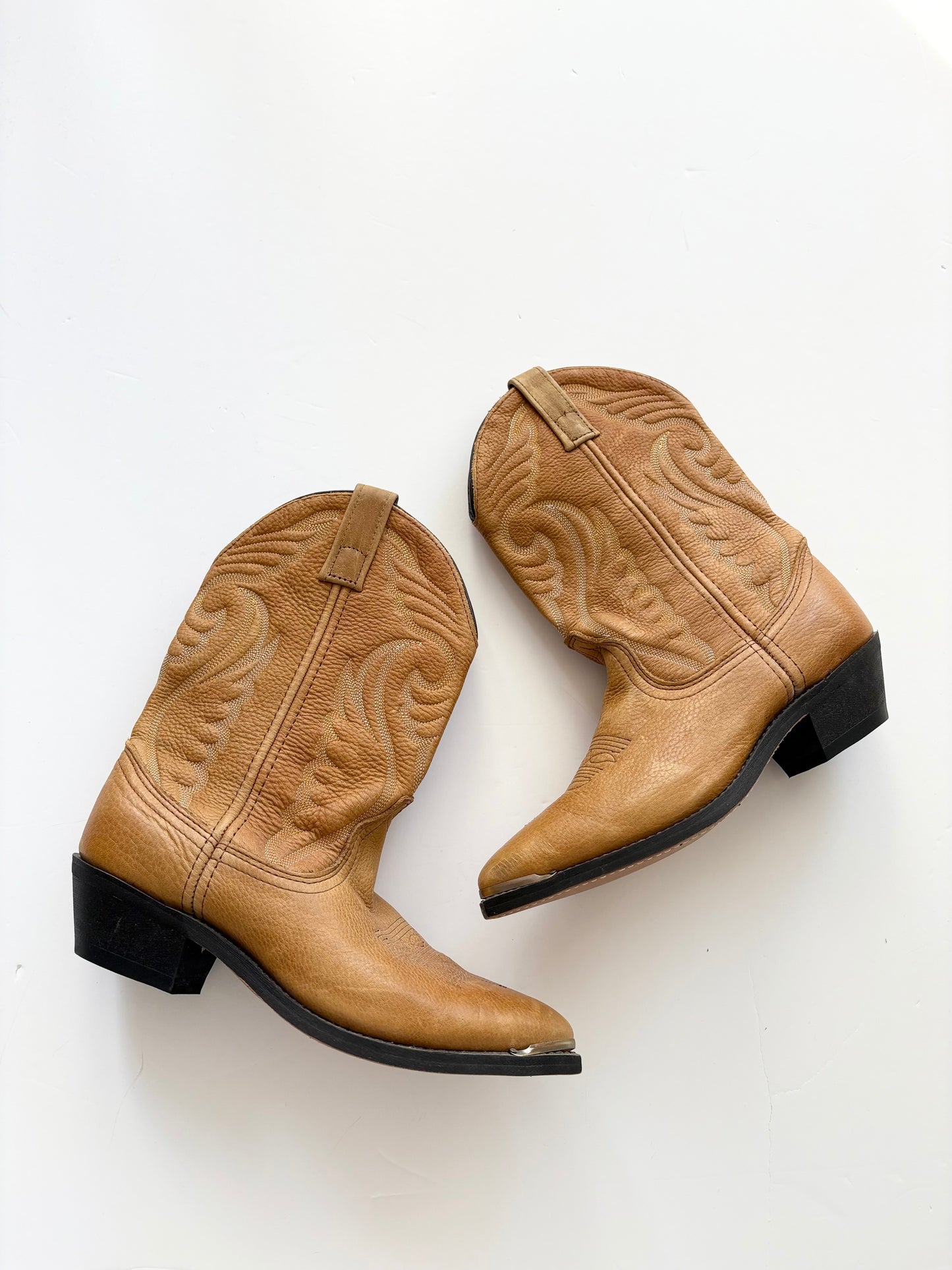 Y2K genuine leather cowboy boots US7.5