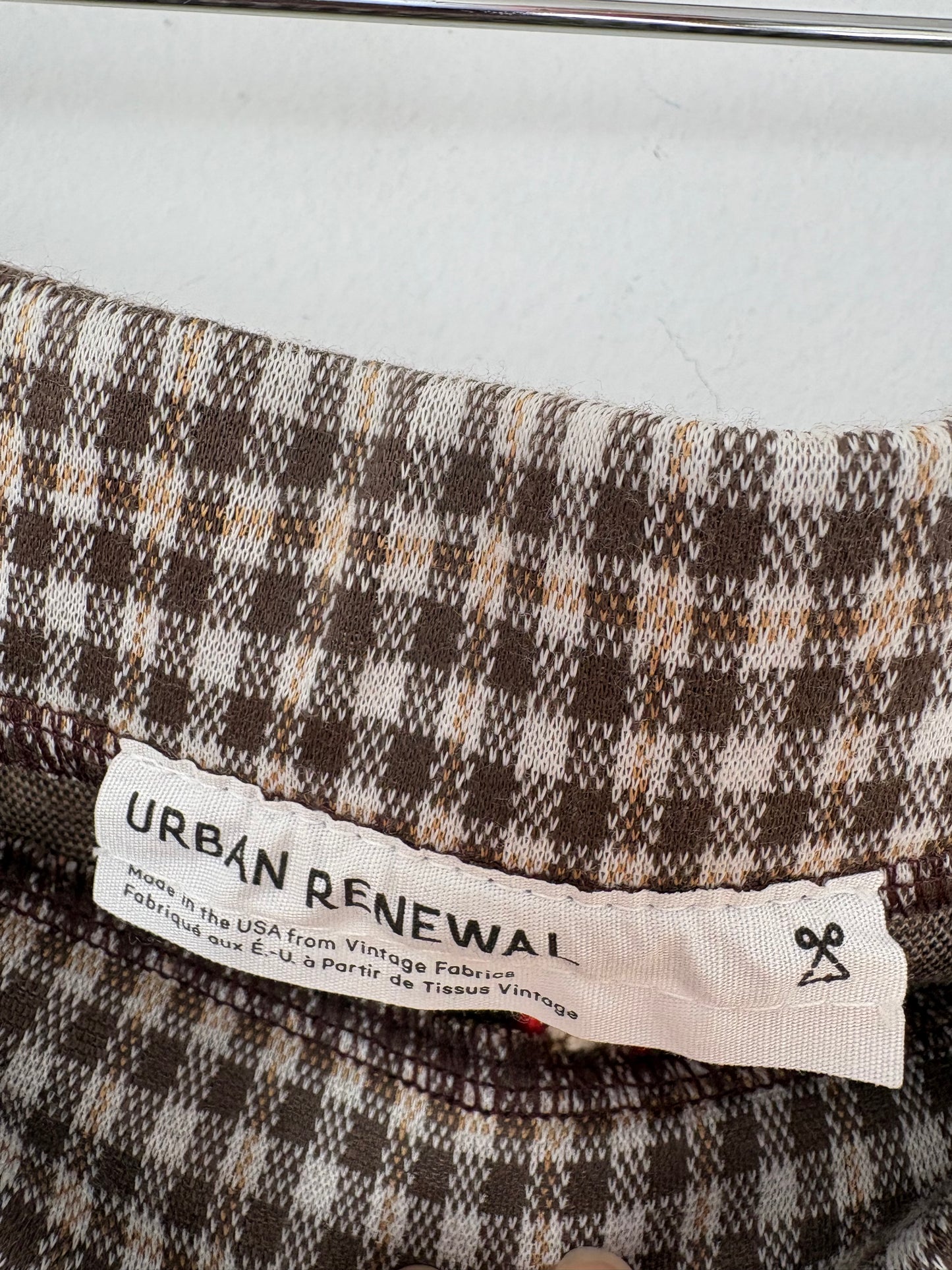 Pantalon évasé à carreaux taille basse Urban Renewal, taille M