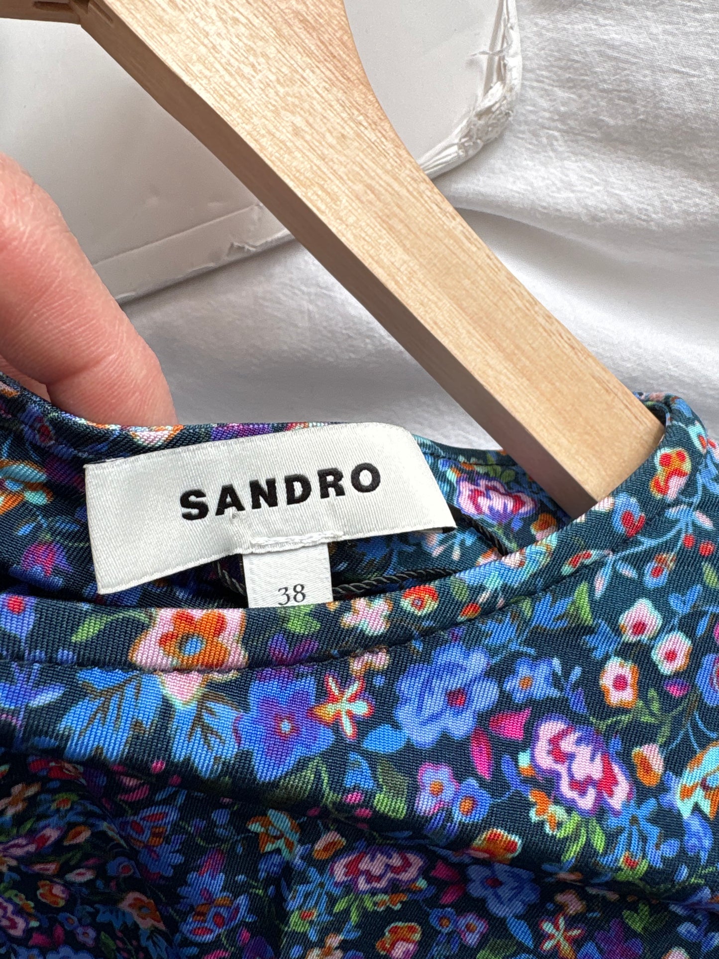 Robe SANDRO Spinelle à smocks floraux, taille M