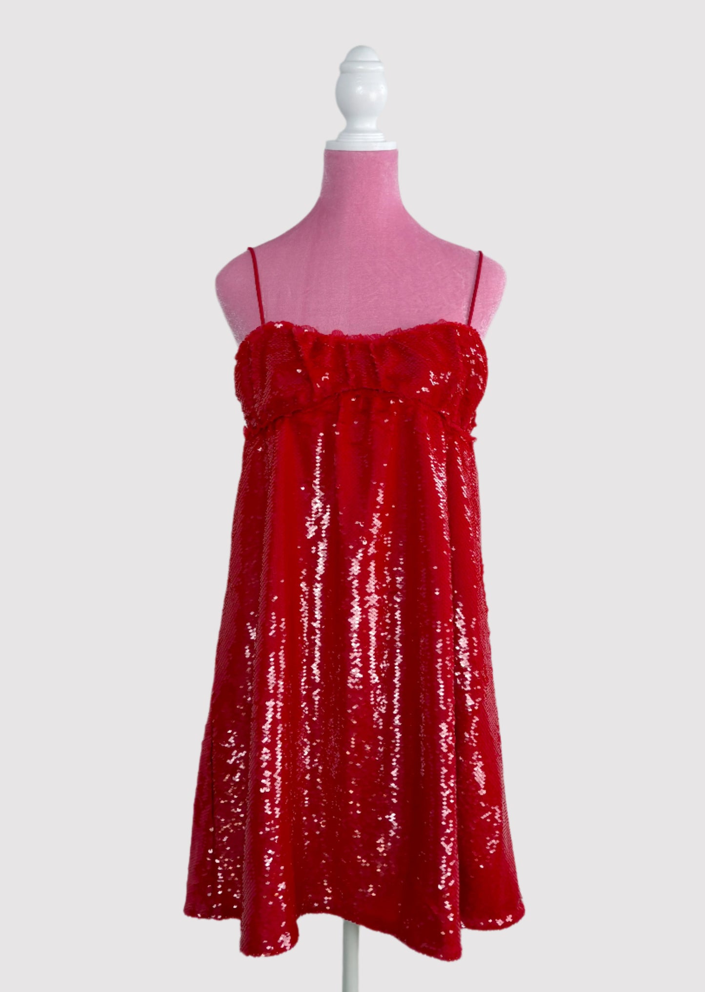 Ganni red sequins mini dress Small