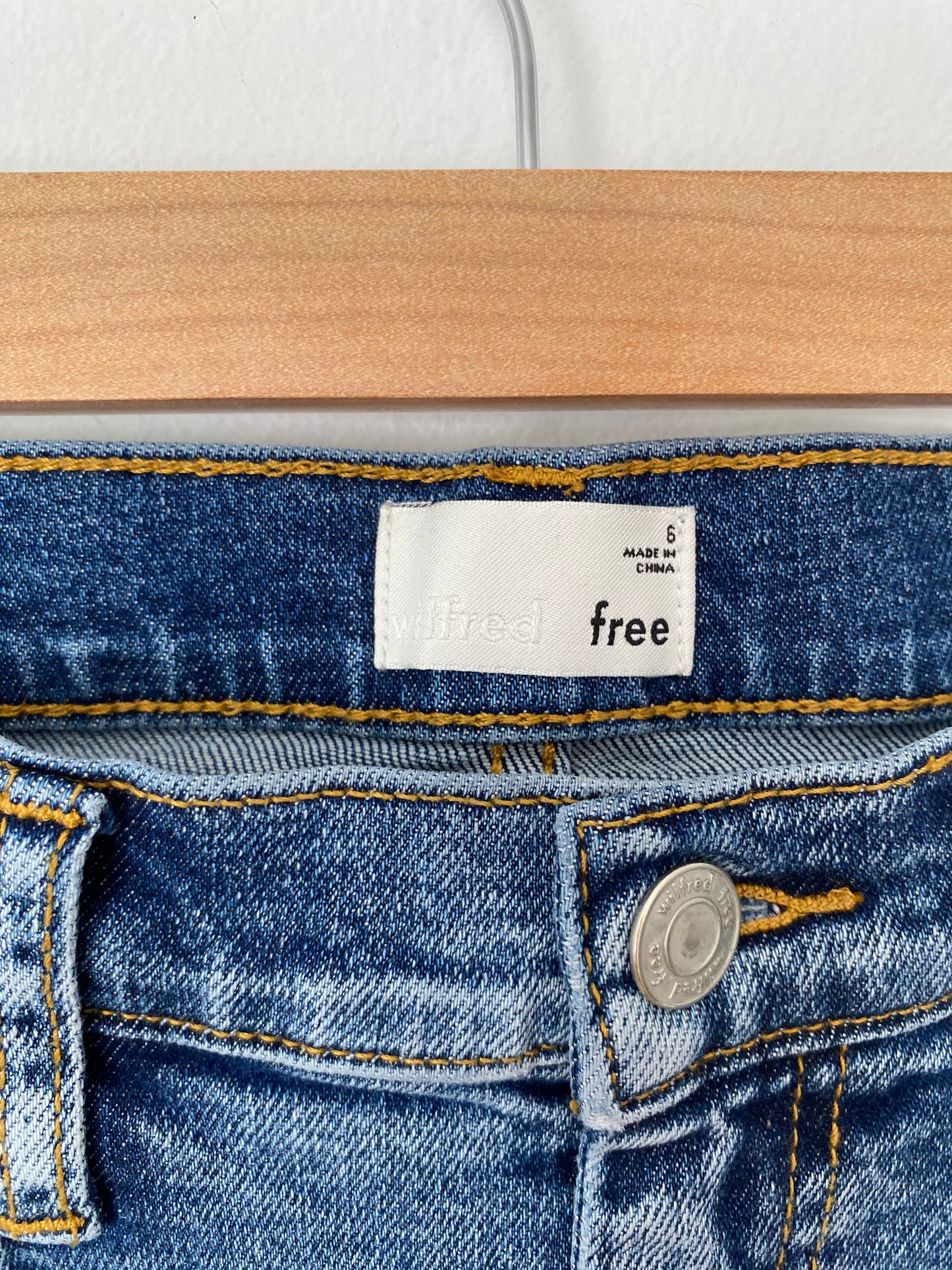 Wilfred Tanit cut-off denim frayed skirt W27
