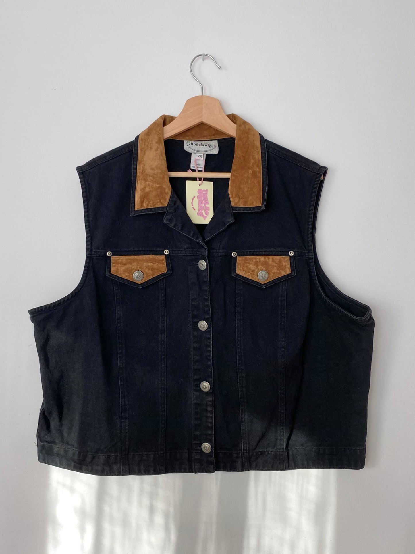 Veste en jean vintage sans manches 2XL