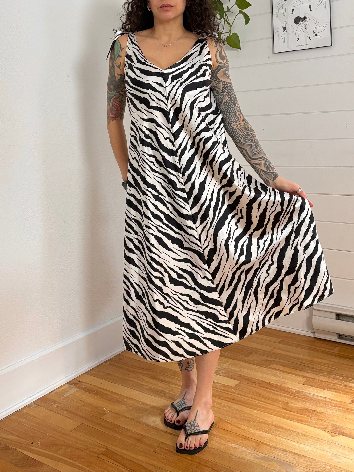Vintage Bob Mackie zebra midi dress S/M