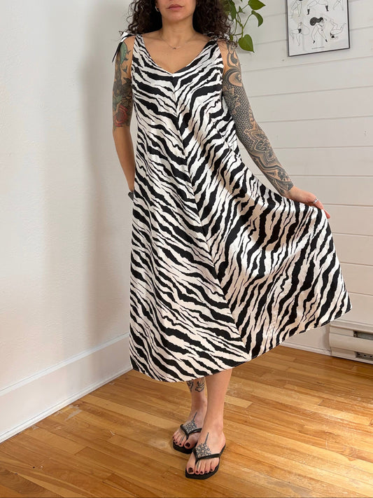 Vintage Bob Mackie zebra midi dress S/M