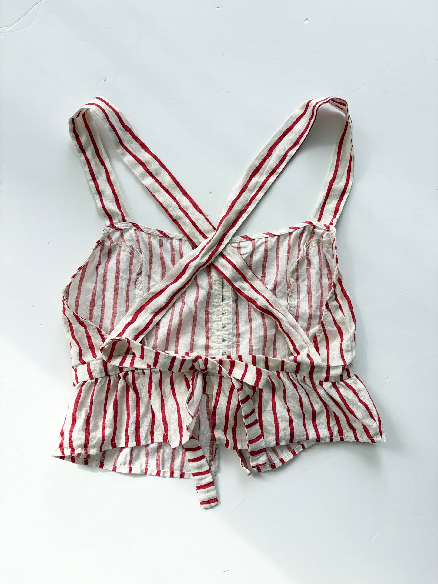 VRG GRL linen stripe crossback tank XL