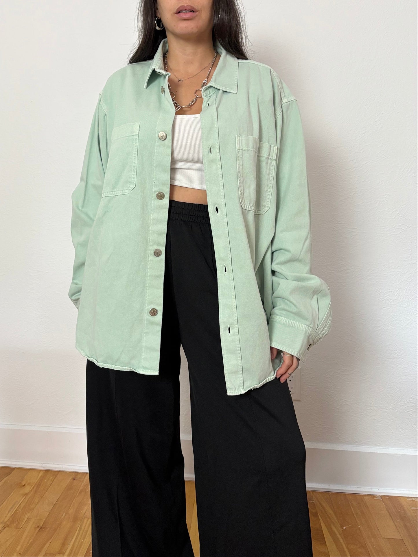 The kooples oversized denim shirt in Mint *Multiple sizes*