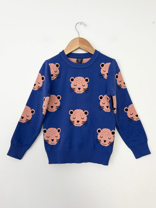 Wapypy knit leopard head sweater 4/5Y