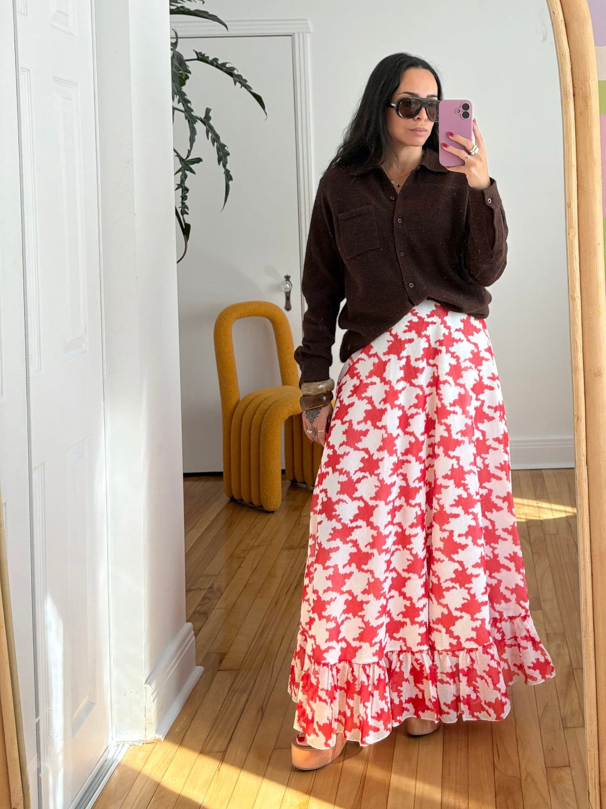 Vintage printed tiered maxi skirt W26