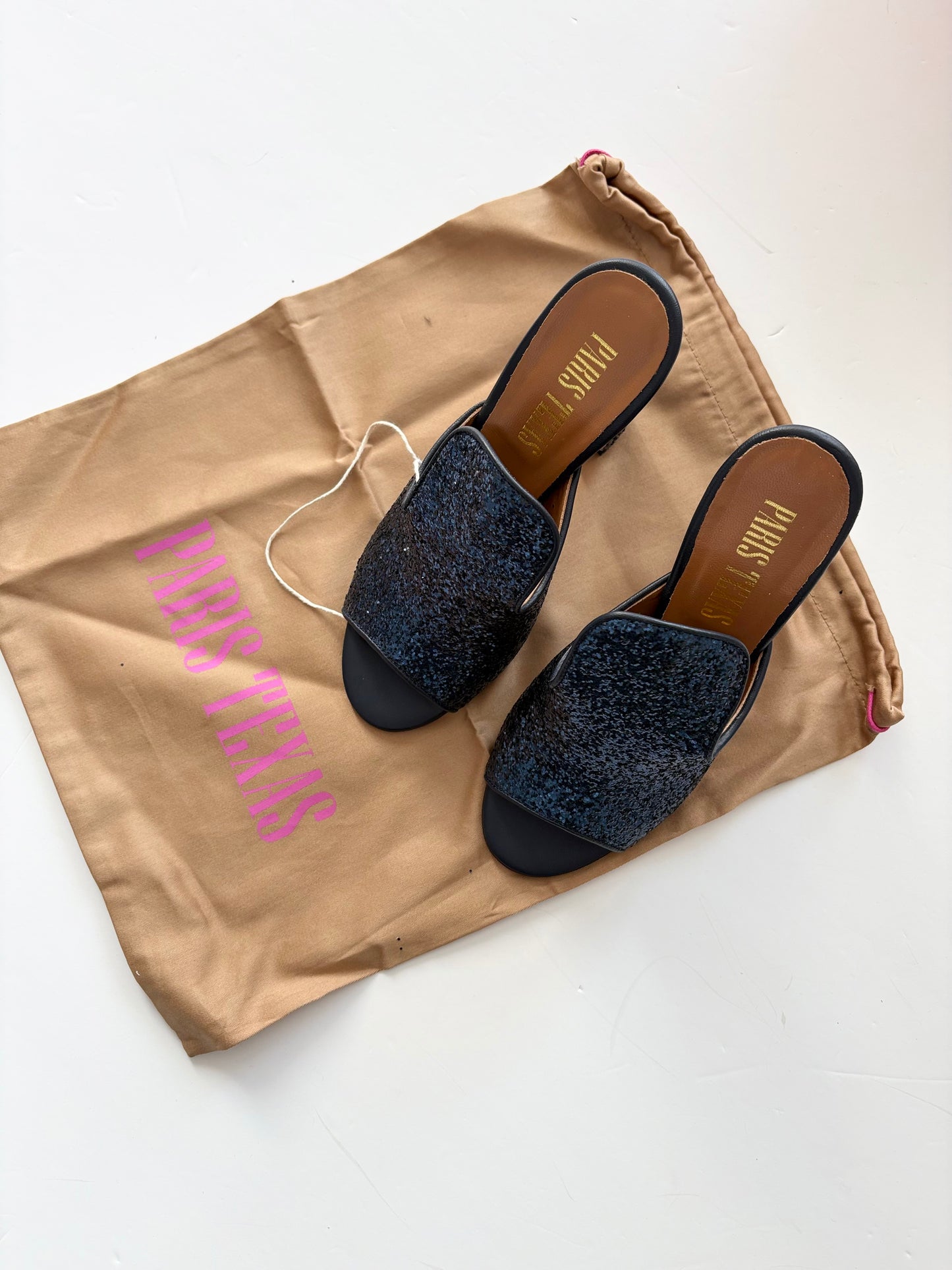 Mules à paillettes Paris Texas à bout ouvert, pointure US6