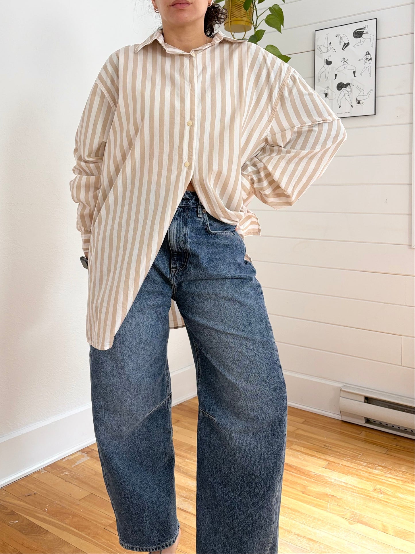 Vintage stripe pyjama style button down 2XL