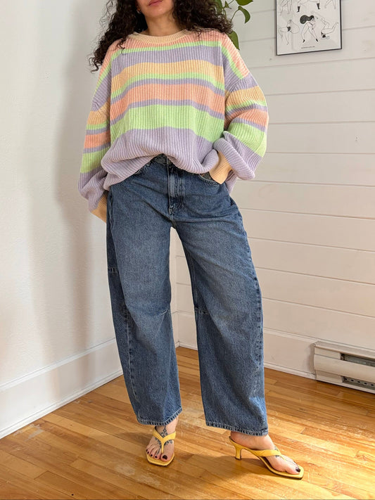 Notice the reckless pastel stripe knit sweater M-XL
